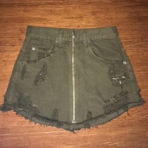 Dark green CARMAR zip-up skirt